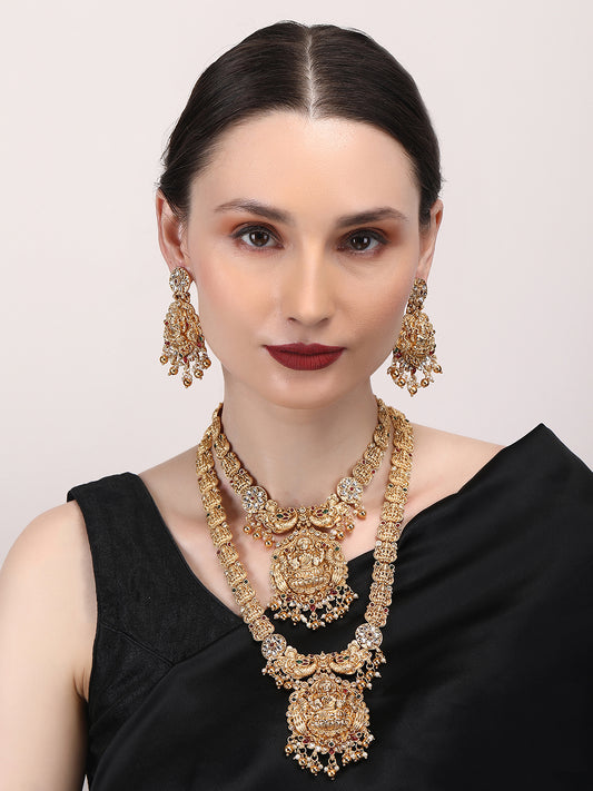 Unique Gold Beads Lakshmi Patti Combo Jewelry Set