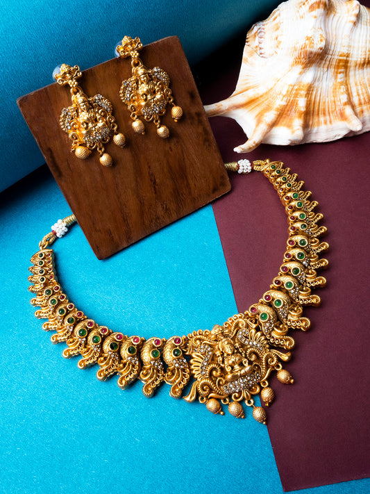Gorgeous AD Stone Laxmi Necklace Set