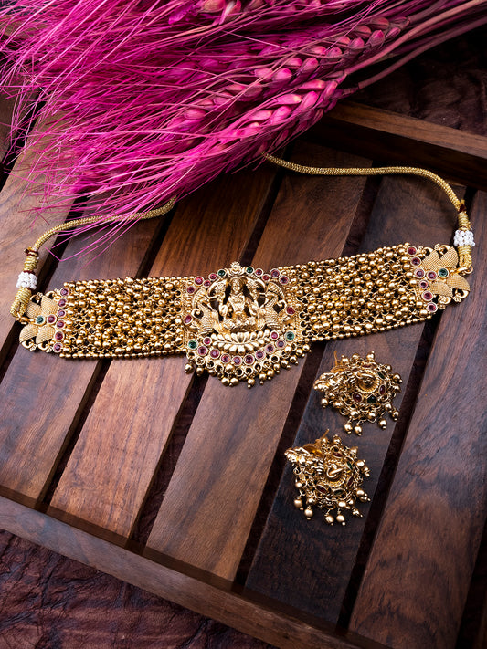Gold Plated Laxmi Gold Hydra Beads Choker Set