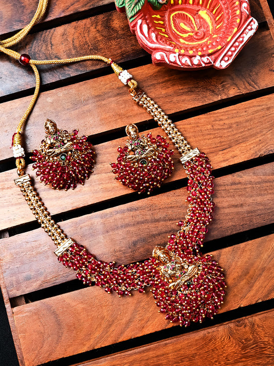 Gold Plated Red Hydra Necklace Set