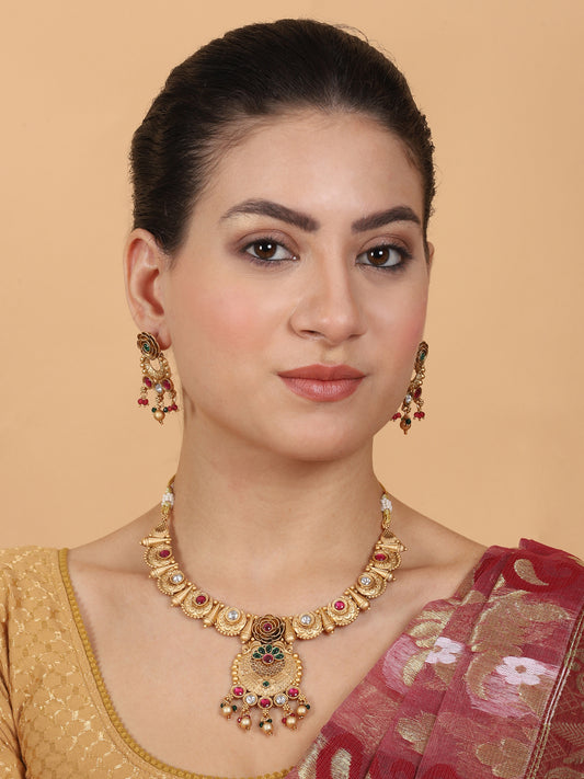 Unique Rajwadi Pushp Necklace Set