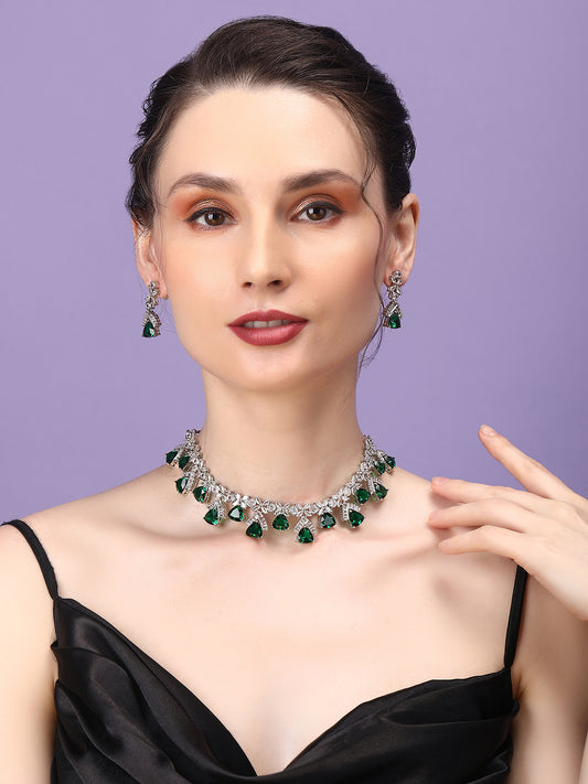 Green CZ AD Necklace Set for Glamorous Look