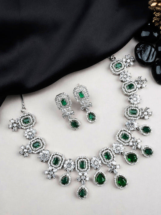 AD CZ jewelry designer necklace set featuring exquisite craftsmanship and stunning design