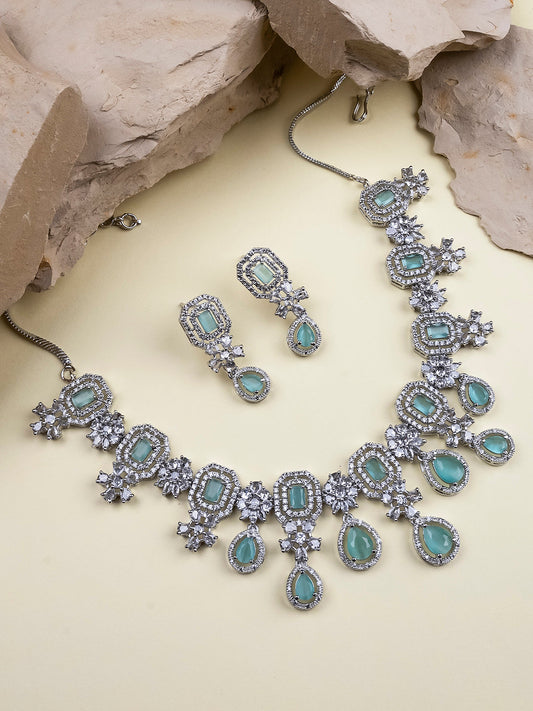 AD CZ jewelry designer necklace set featuring exquisite craftsmanship and stunning design