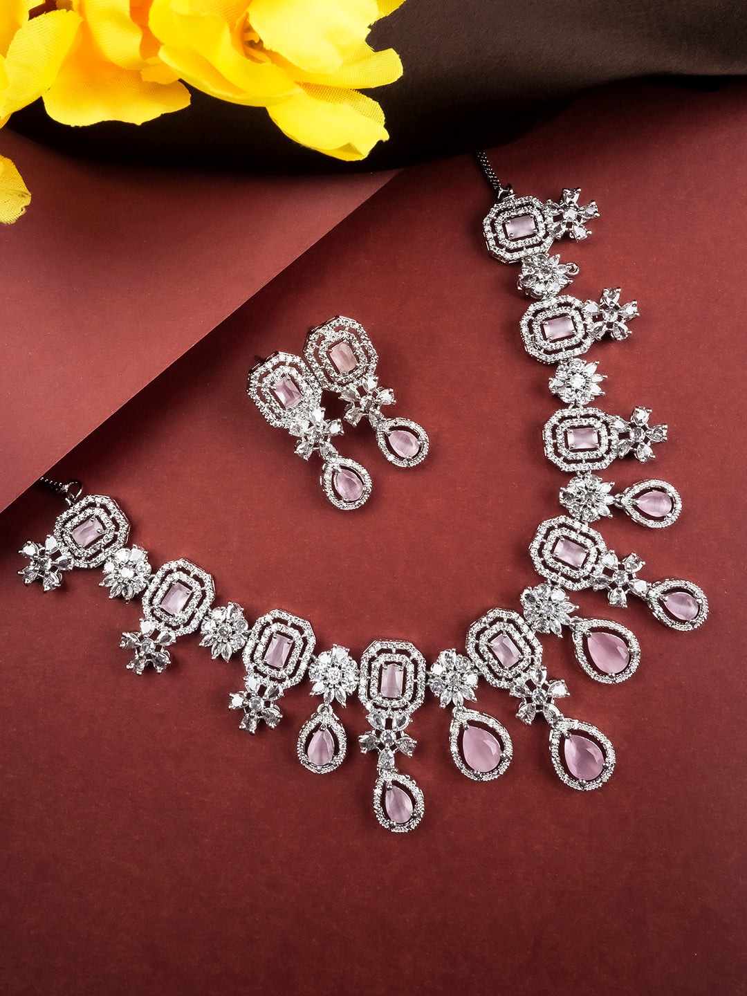 AD CZ jewelry designer necklace set featuring exquisite craftsmanship and stunning design