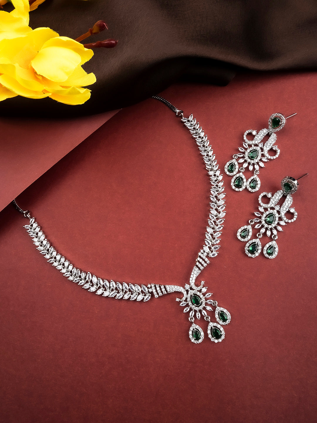 AD CZ jewelry designer necklace set featuring exquisite craftsmanship and stunning design