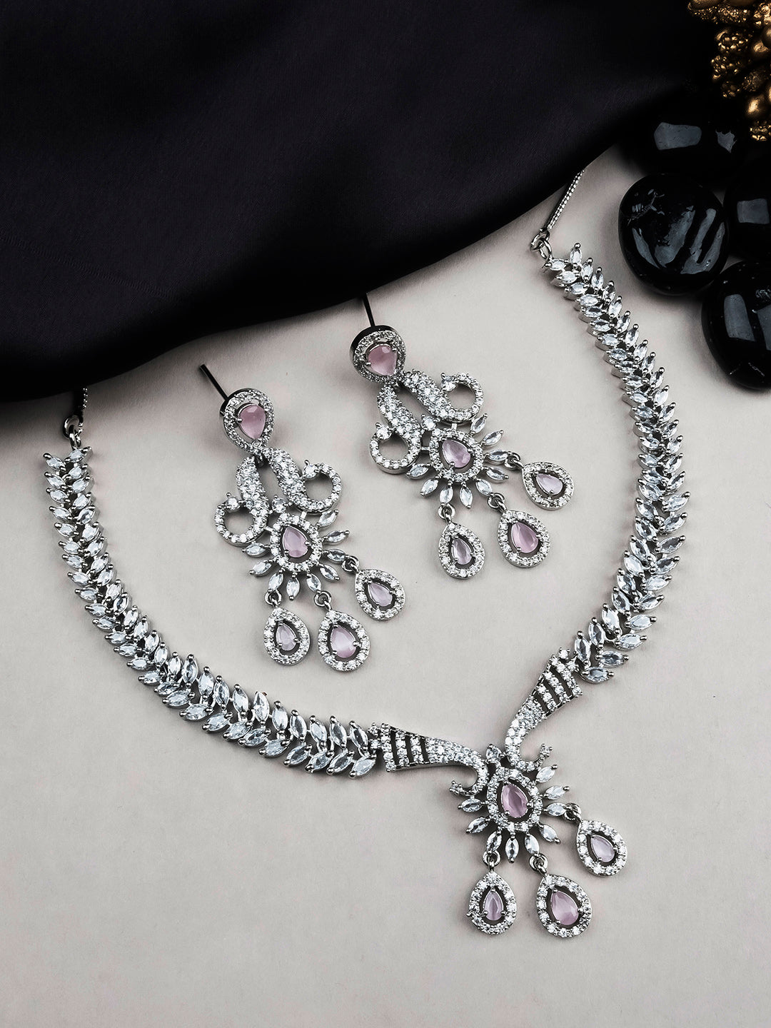 AD CZ jewelry designer necklace set featuring exquisite craftsmanship and stunning design