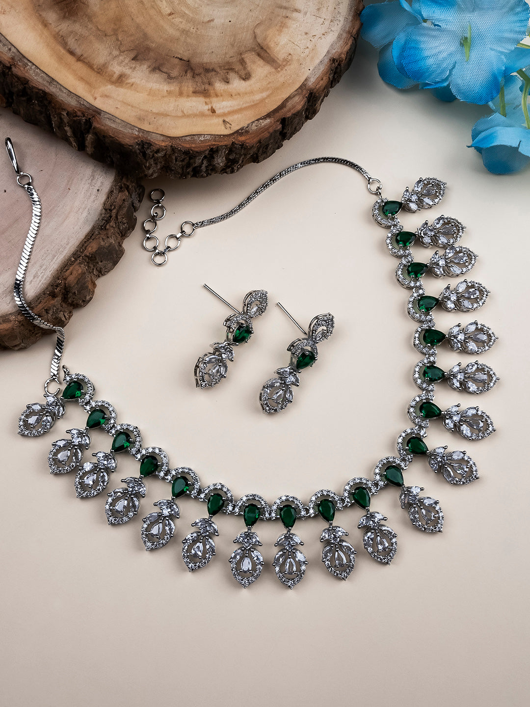 AD CZ jewelry designer necklace set featuring exquisite craftsmanship and stunning design