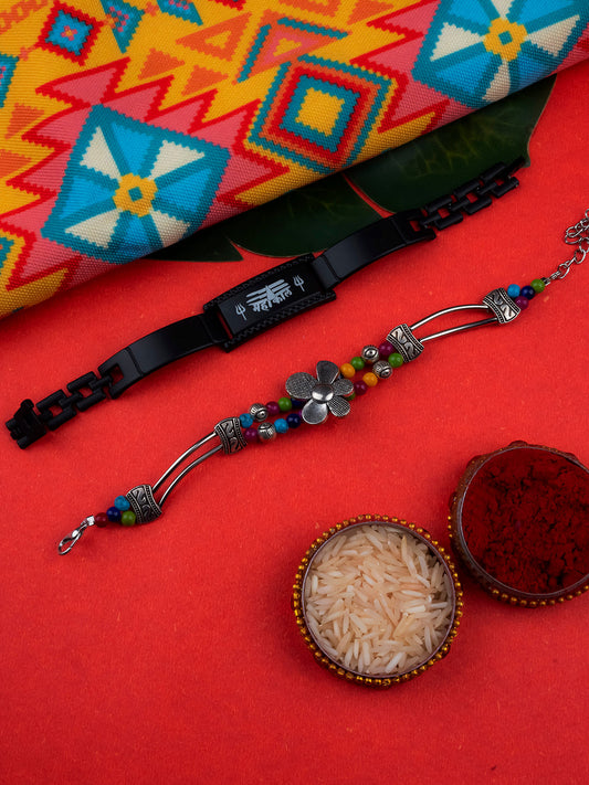 Mahakal Bhai Bhabi Bracelet Rakhi Set