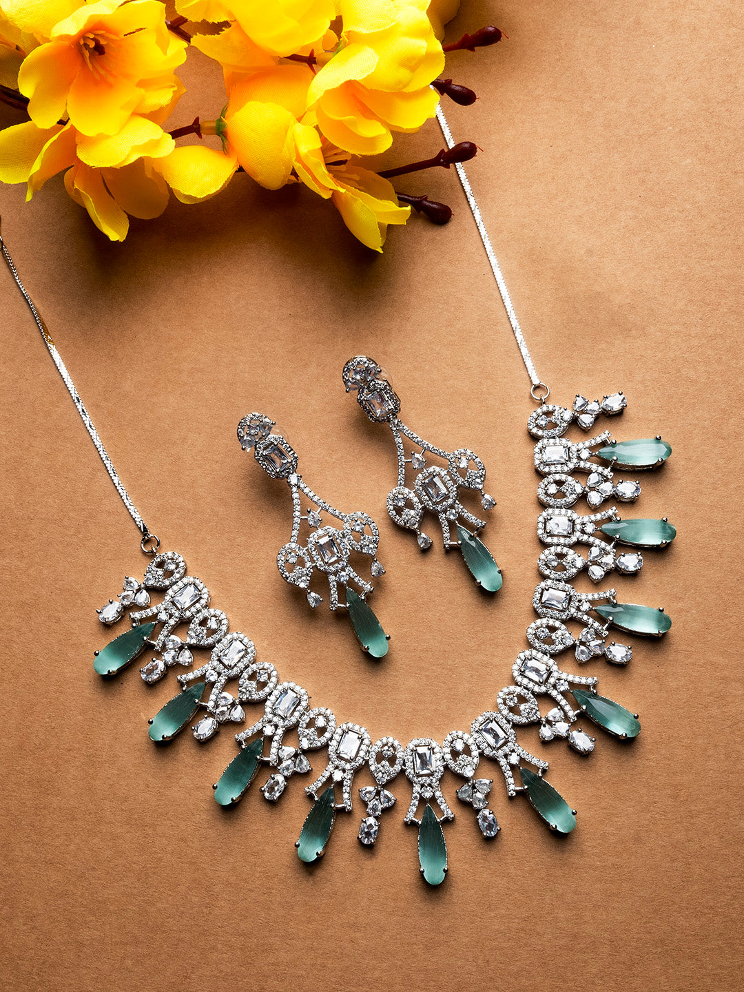 AD CZ jewelry designer necklace set featuring exquisite craftsmanship and stunning design