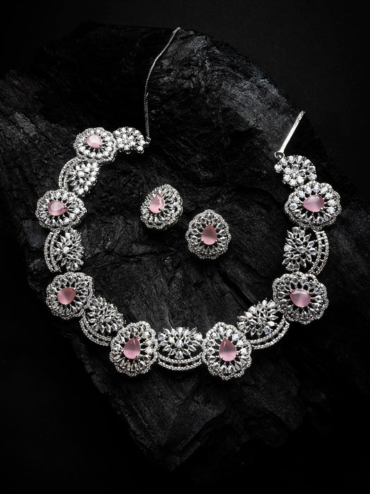 AD CZ jewelry designer necklace set featuring exquisite craftsmanship and stunning design