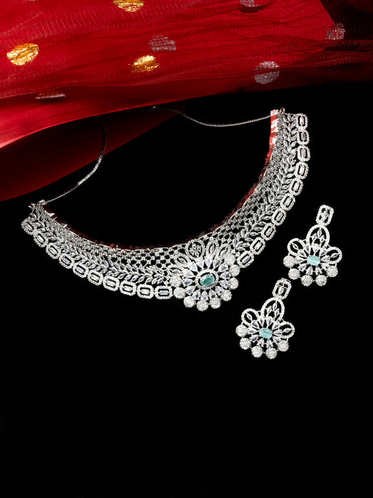 AD CZ jewelry designer necklace set featuring exquisite craftsmanship and stunning design