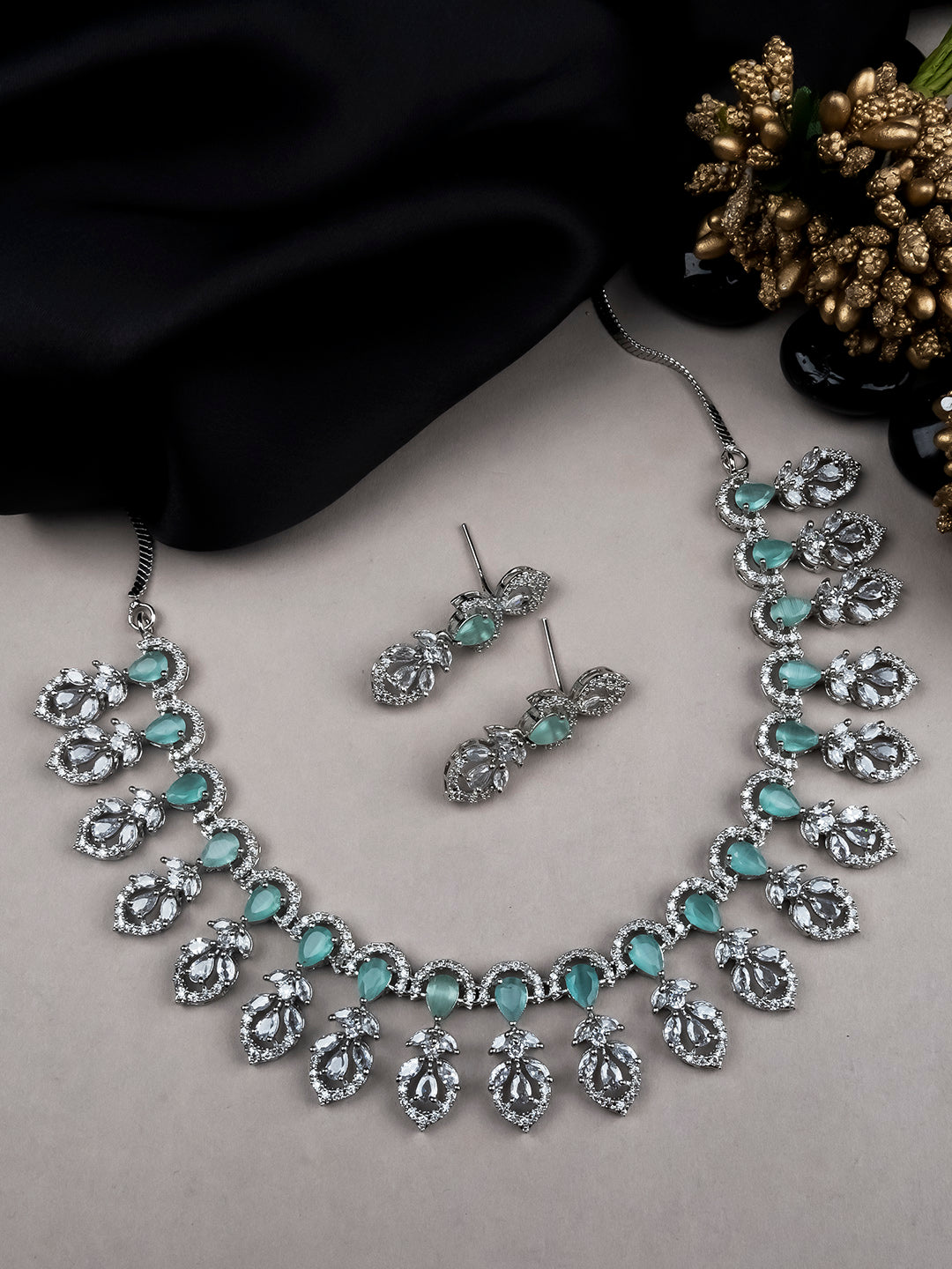 AD CZ jewelry designer necklace set featuring exquisite craftsmanship and stunning design