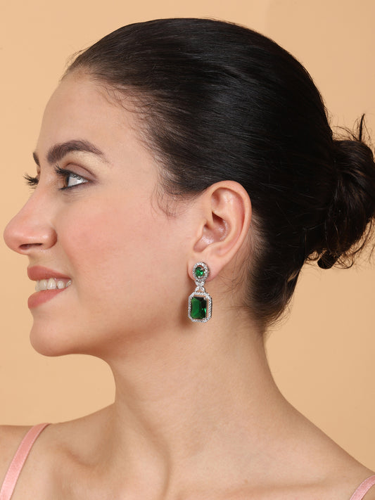 Elegant Designer Green CZ AD Party Earrings | Sparkle & Style
