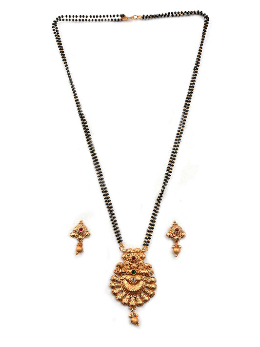 Kemp Rajwadi Mangalsutra With Adjustable Red Ring