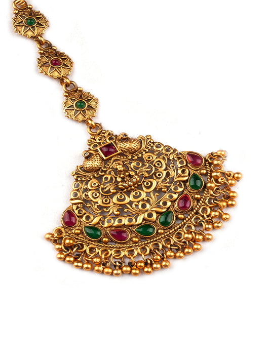 Stunning Gold Plated Kemp Maangtika Design