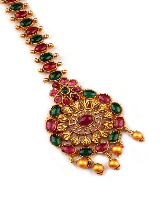 Beautiful Gold Plated Kemp Maangtika for Women